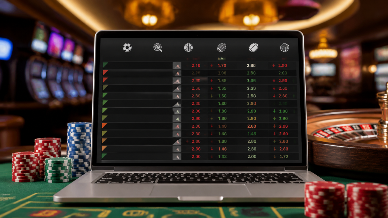 Betting Sites: How to Evaluate Them With Confidence Laptop displaying betting sites with odds in a casino-related setting