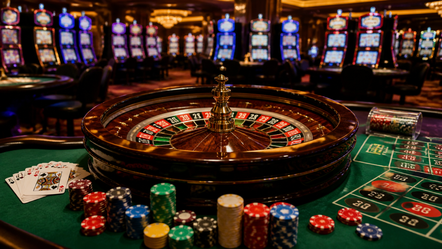 Understanding the online casino landscape in Singapore: online casino Singapore Casino gaming table with cards, chips, and roulette wheel