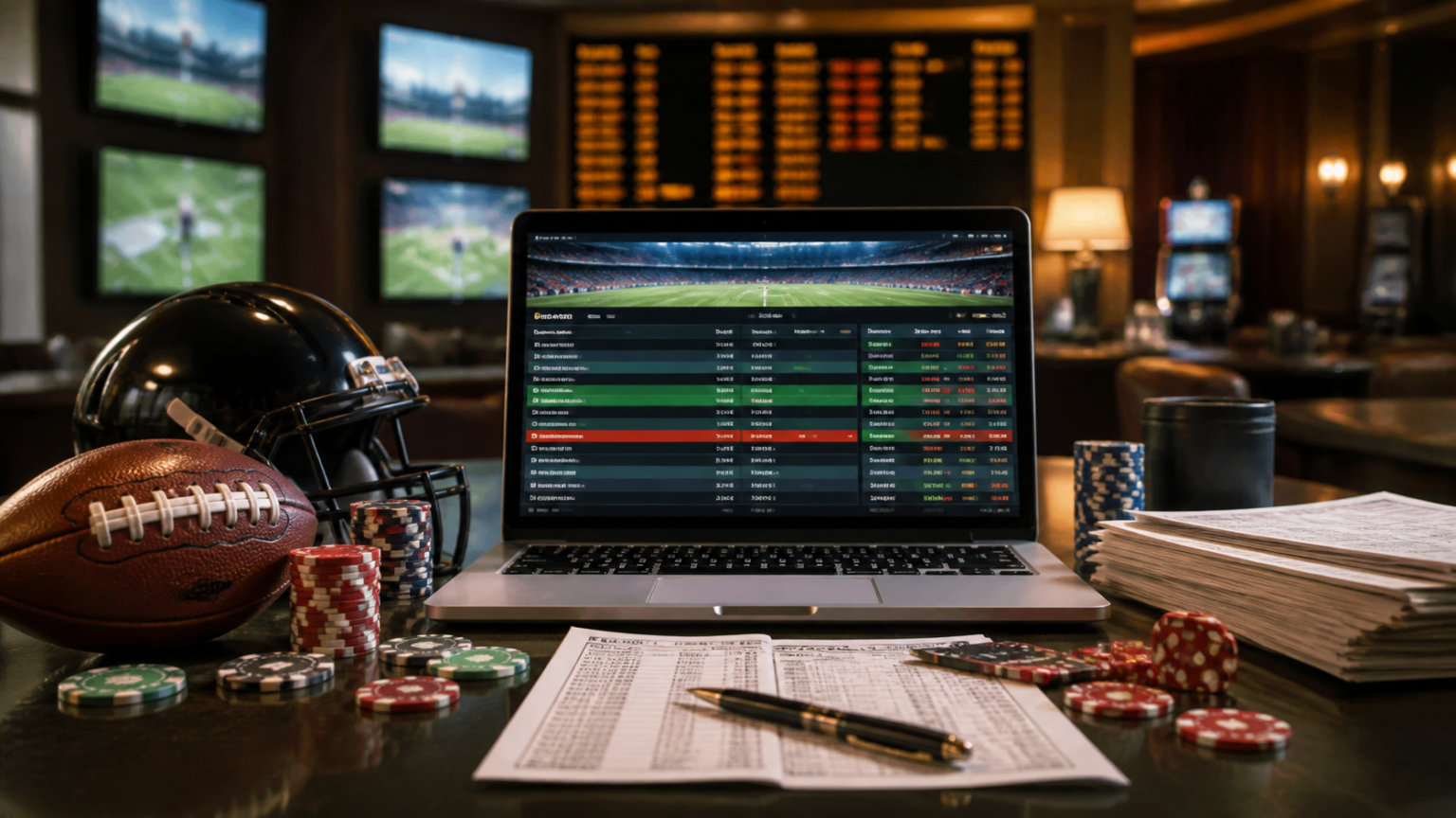I Migliori Consigli per Orientarsi nel Poker Online Non AAMS Sports betting desk with laptop odds and football