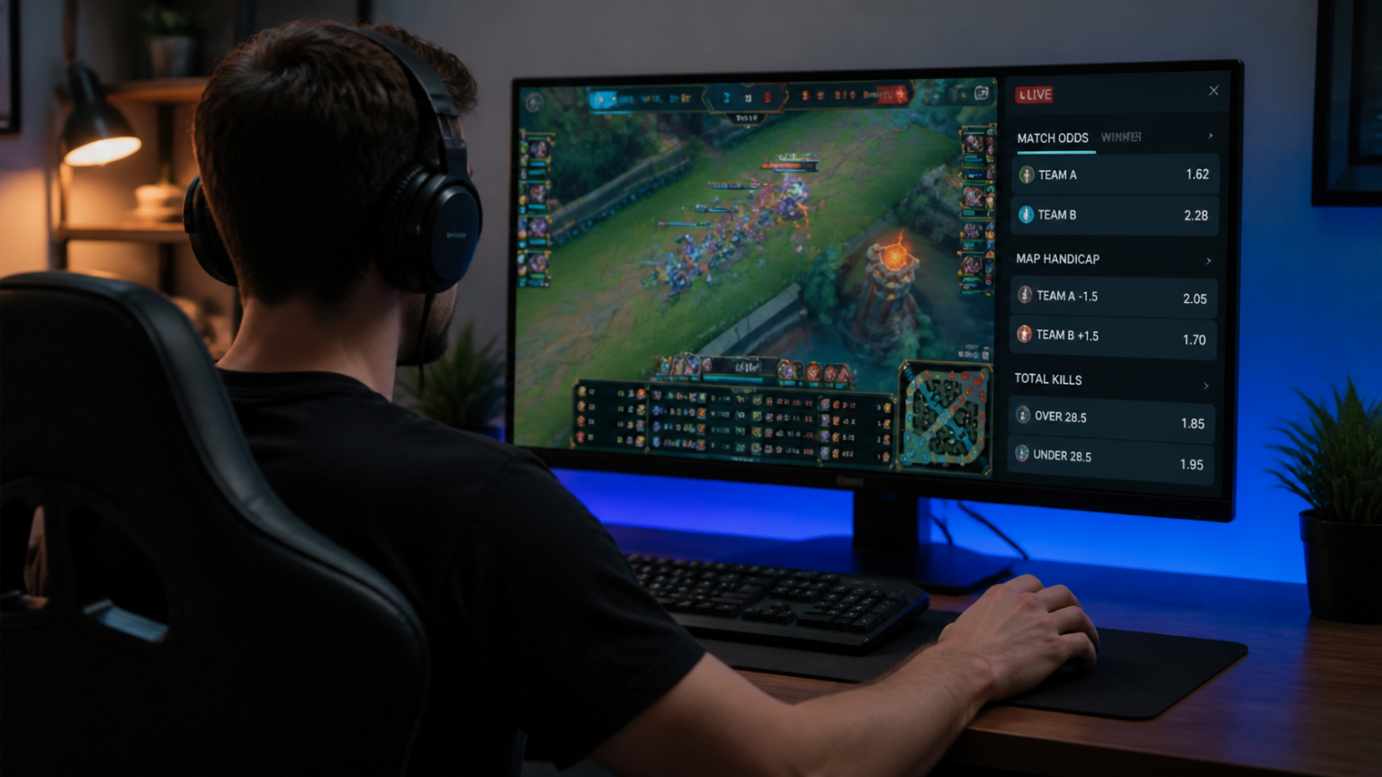 เดิมพันอีสปอร์ต: อ่านเกมและวางขอบเขตอย่างมีสติ ผู้ชมติดตามการแข่งขันอีสปอร์ตพร้อมดูข้อมูลการเดิมพันบนหน้าจอ
